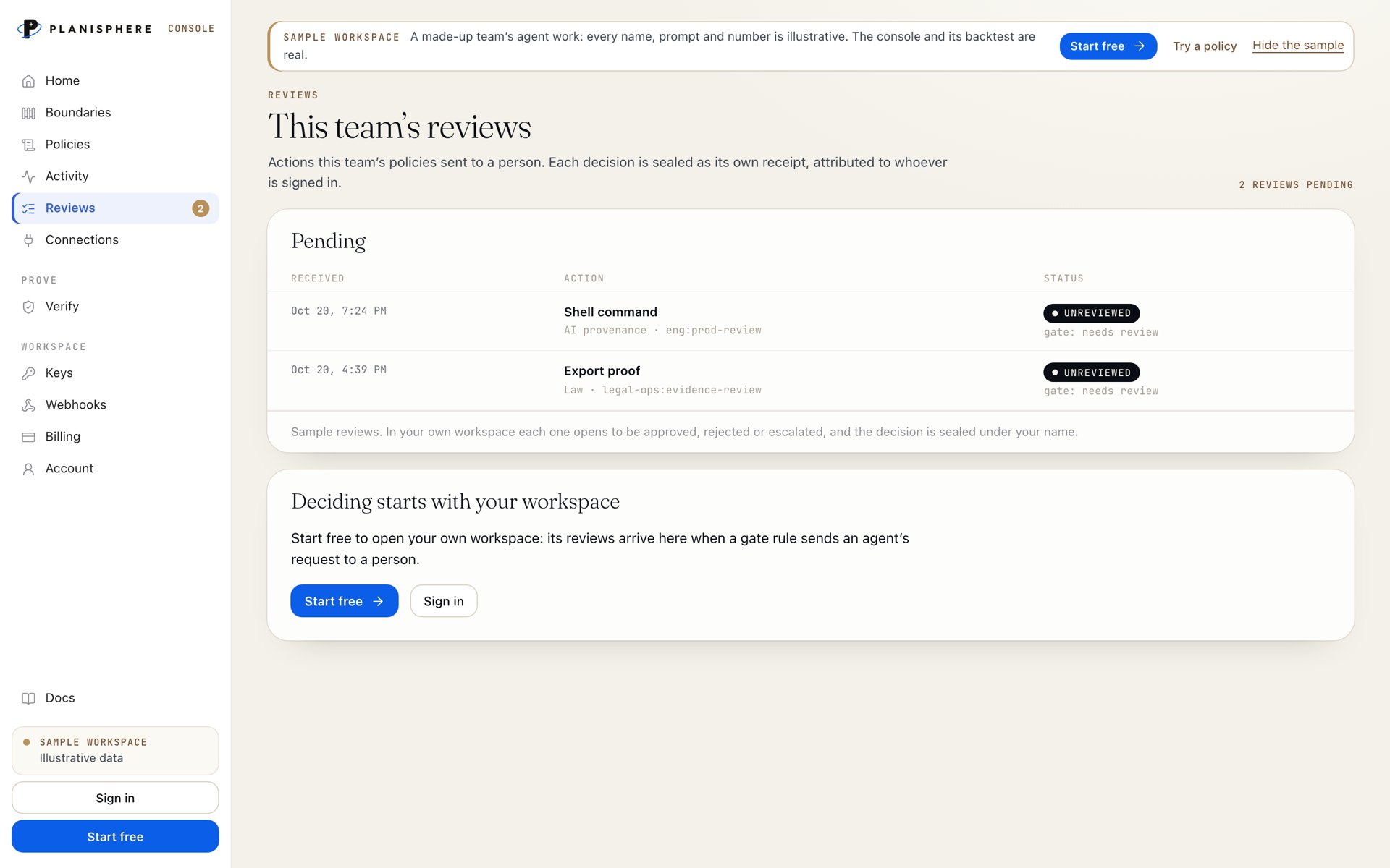 The console's Reviews page